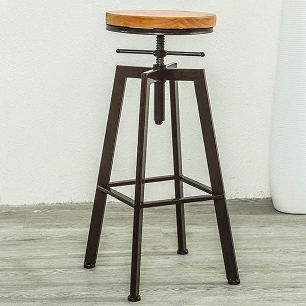 Armless Rotatable Bar Chair Modern Round Seat Bar Stool with Metal Footrest