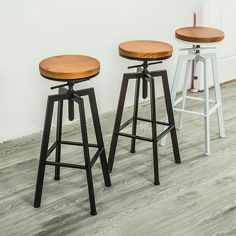 Armless Rotatable Bar Chair Modern Round Seat Bar Stool with Metal Footrest