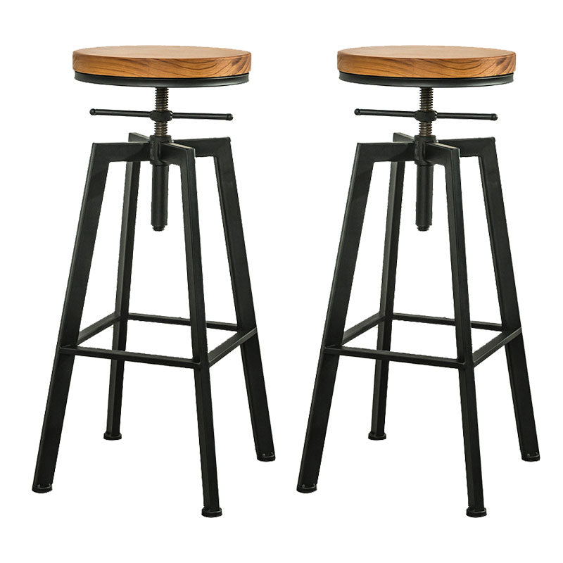 Armless Rotatable Bar Chair Modern Round Seat Bar Stool with Metal Footrest