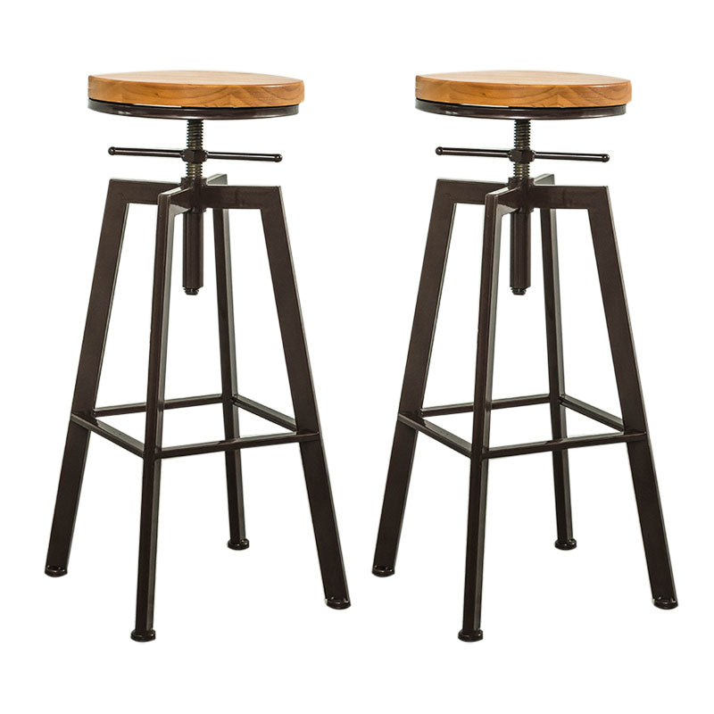 Armless Rotatable Bar Chair Modern Round Seat Bar Stool with Metal Footrest