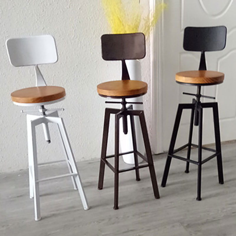 Armless Rotatable Bar Chair Modern Round Seat Bar Stool with Metal Footrest