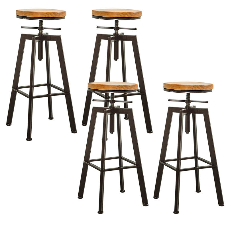 Armless Rotatable Bar Chair Modern Round Seat Bar Stool with Metal Footrest