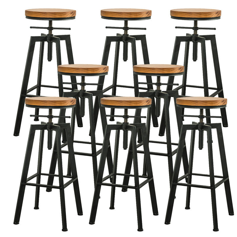 Armless Rotatable Bar Chair Modern Round Seat Bar Stool with Metal Footrest