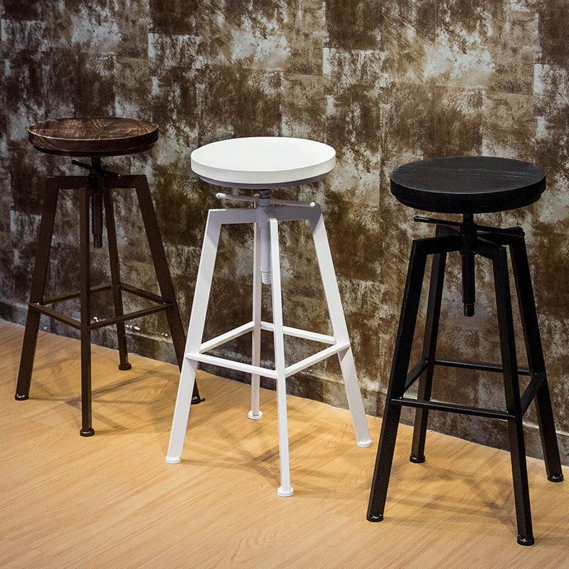 Round Seat Armless Bar Stool Modern Metal Legs Rotatable Bar Chair