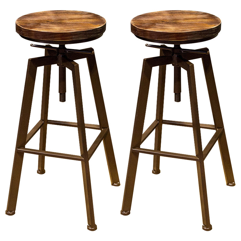 Round Seat Armless Bar Stool Modern Metal Legs Rotatable Bar Chair