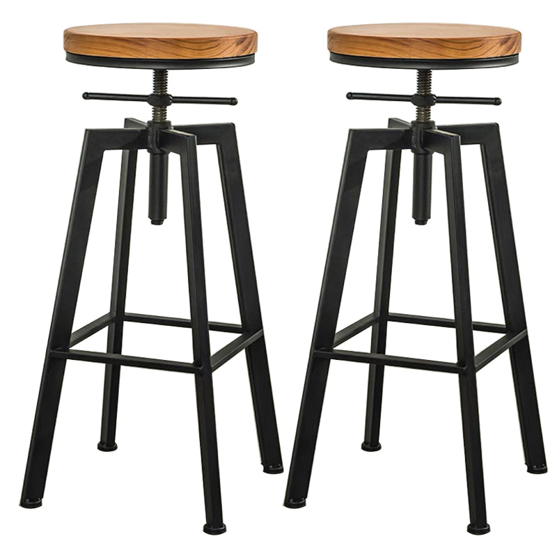 Round Seat Armless Bar Stool Modern Metal Legs Rotatable Bar Chair