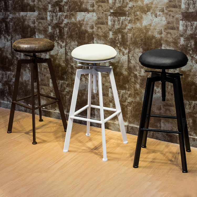 Round Seat Armless Bar Stool Modern Metal Legs Rotatable Bar Chair