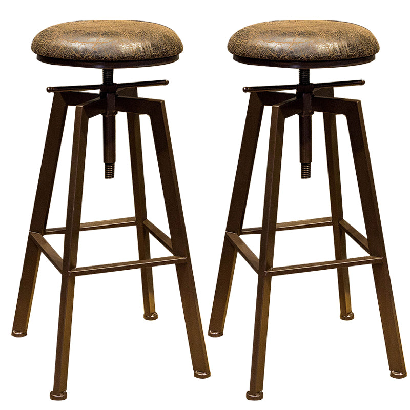 Round Seat Armless Bar Stool Modern Metal Legs Rotatable Bar Chair