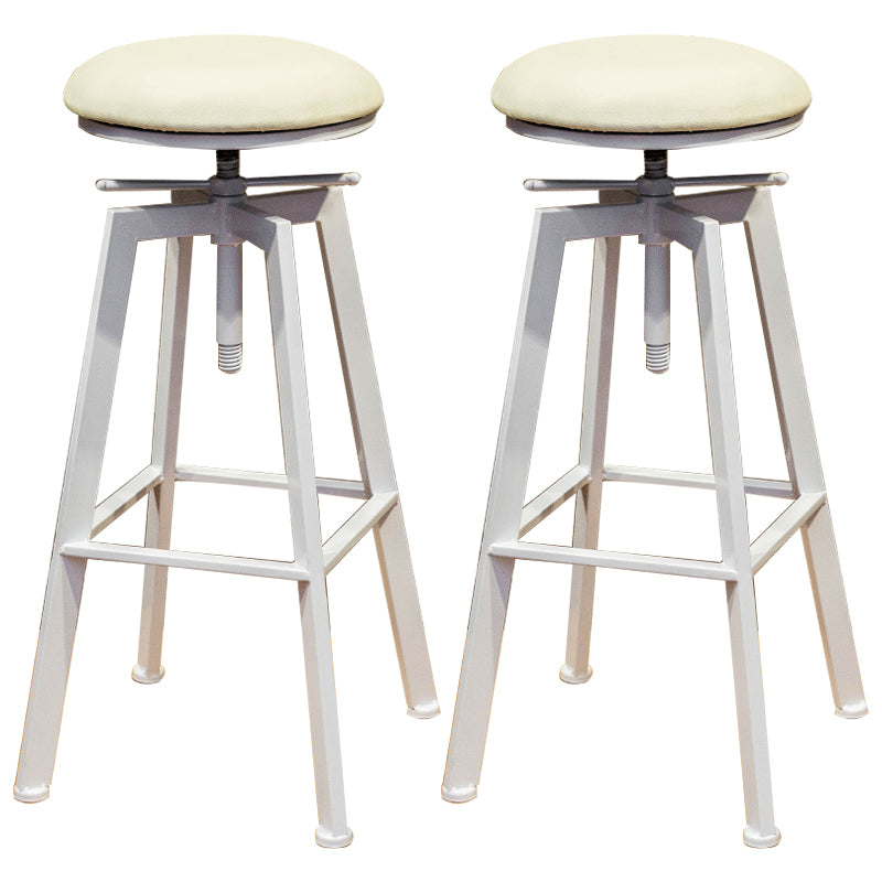 Round Seat Armless Bar Stool Modern Metal Legs Rotatable Bar Chair