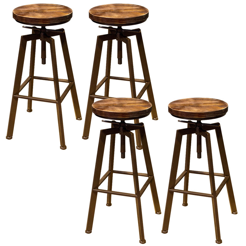 Round Seat Armless Bar Stool Modern Metal Legs Rotatable Bar Chair