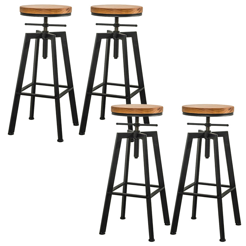 Round Seat Armless Bar Stool Modern Metal Legs Rotatable Bar Chair