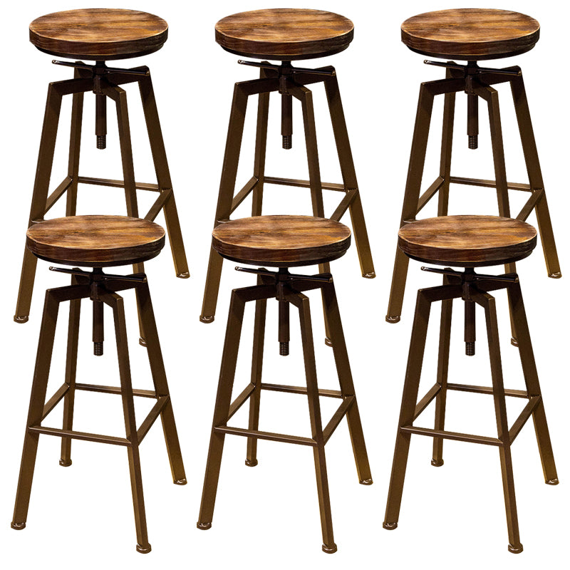 Round Seat Armless Bar Stool Modern Metal Legs Rotatable Bar Chair
