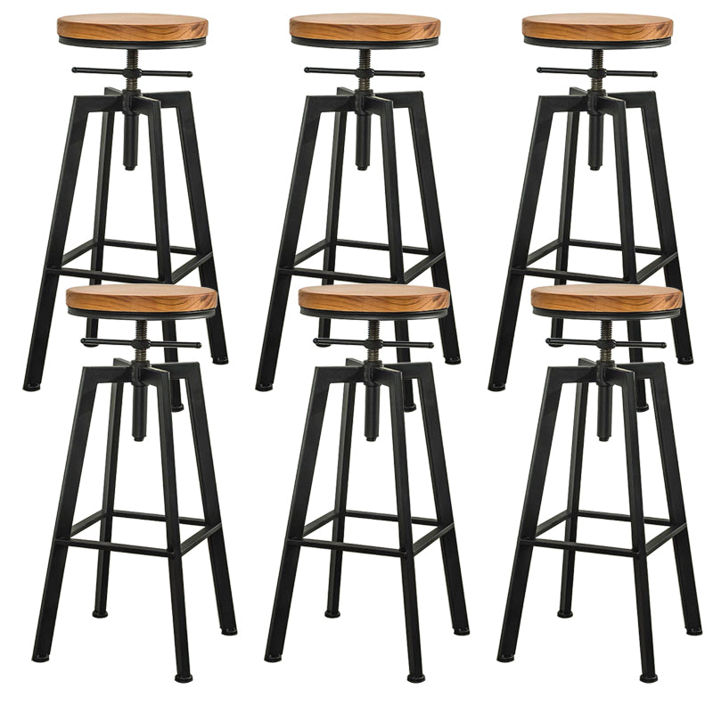 Round Seat Armless Bar Stool Modern Metal Legs Rotatable Bar Chair