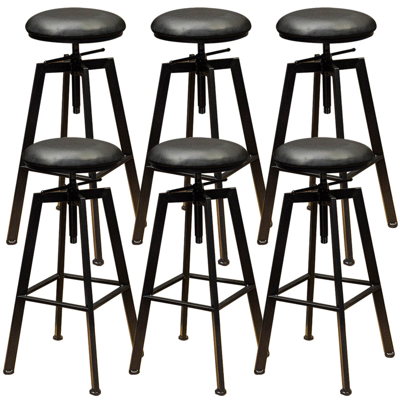 Round Seat Armless Bar Stool Modern Metal Legs Rotatable Bar Chair