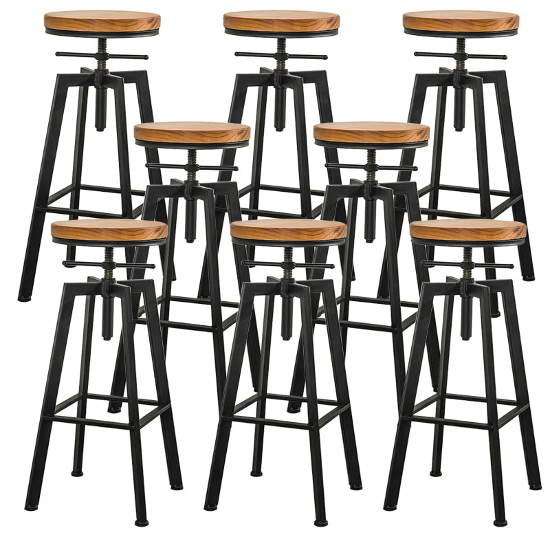 Round Seat Armless Bar Stool Modern Metal Legs Rotatable Bar Chair