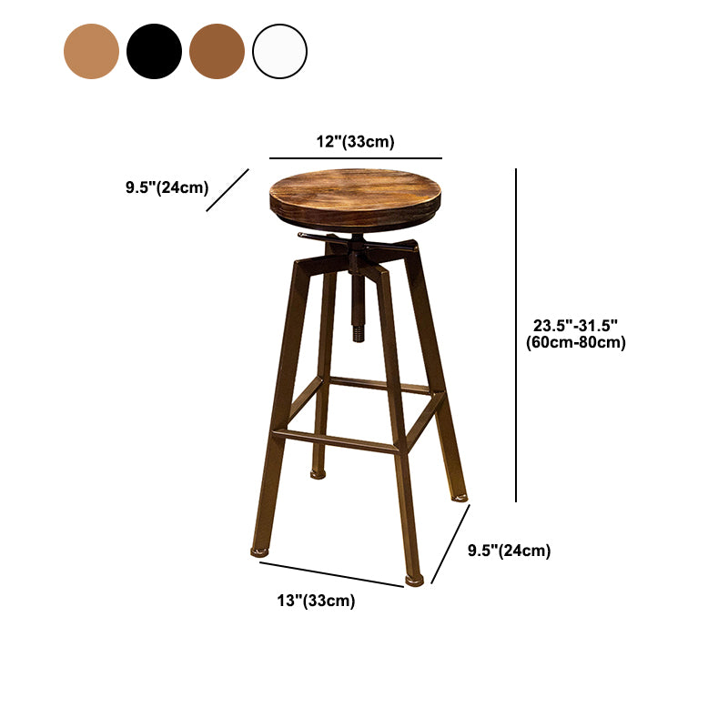 Round Seat Armless Bar Stool Modern Metal Legs Rotatable Bar Chair