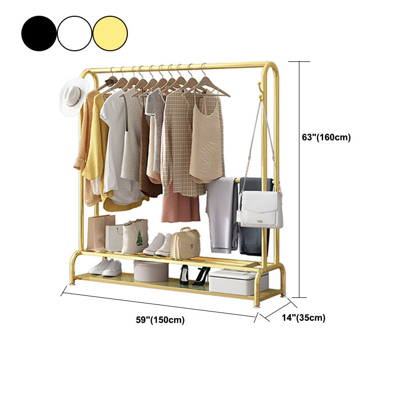 Modern Hall Tree Metal 2 Hooks No Distressed Coat Hanger with Storage Shelving