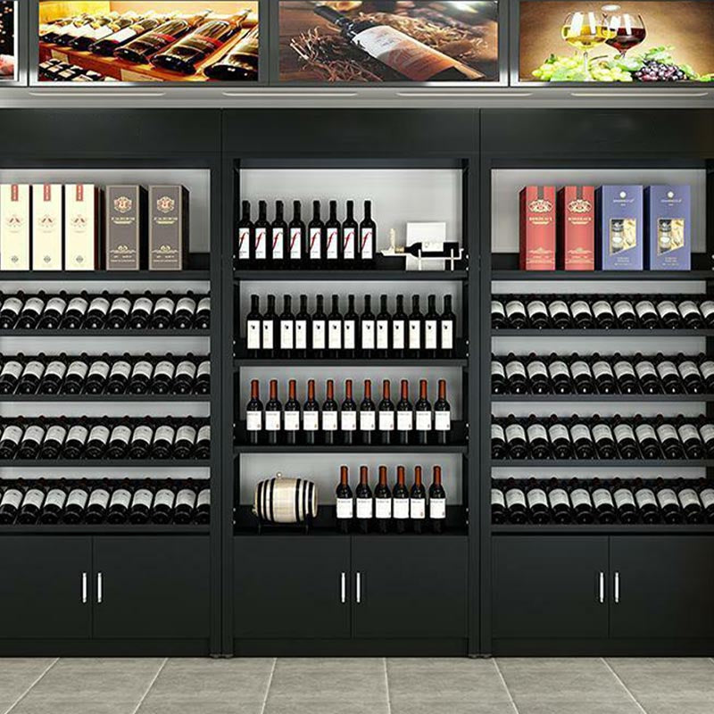 Industrial Floor Wine Rack Manufactured Wood Wine Jail with Shelf