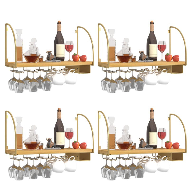 Wall Mounted Solid Wood Wine Bottle & Glass Rack Industrial Bottle Rack