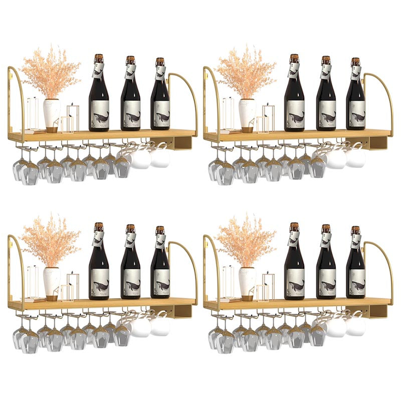 Wall Mounted Solid Wood Wine Bottle & Glass Rack Industrial Bottle Rack