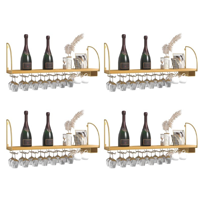 Wall Mounted Solid Wood Wine Bottle & Glass Rack Industrial Bottle Rack
