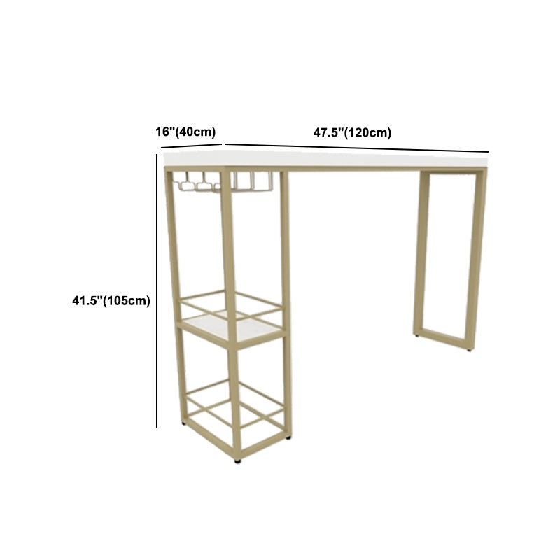 Glam 1/3 Pieces Bar Table Set Rectangle Stone Counter Table with Stools for Dining Room
