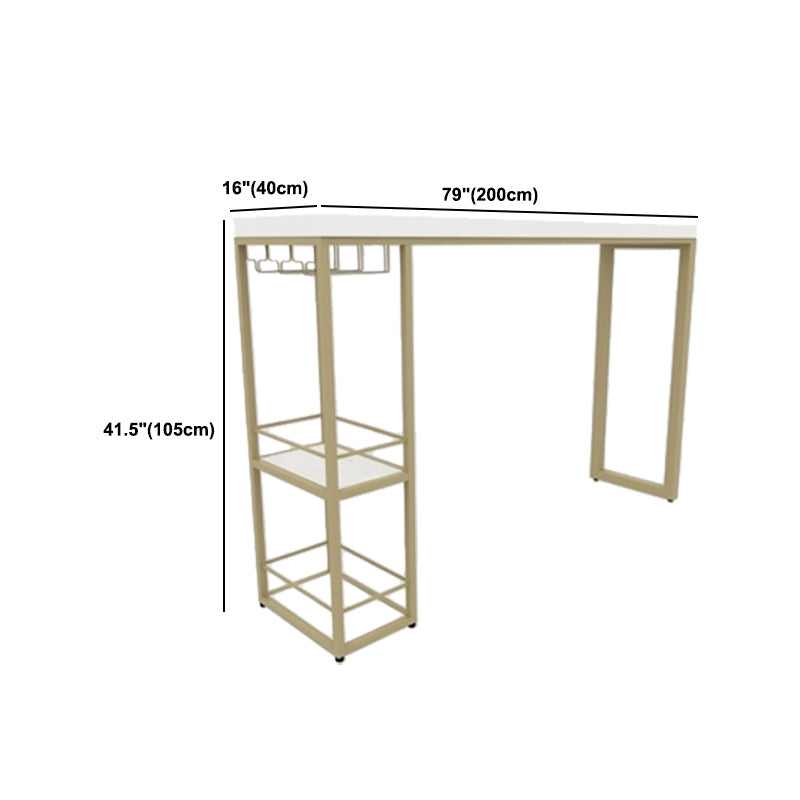 Glam 1/3 Pieces Bar Table Set Rectangle Stone Counter Table with Stools for Dining Room