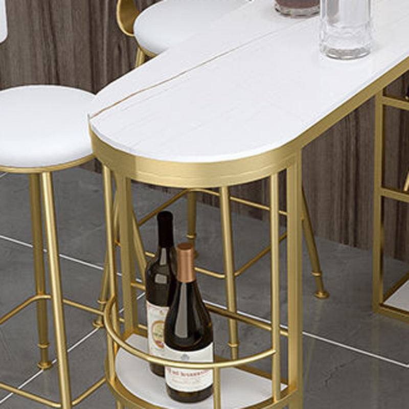 Glam Style 1/2/3 Pieces Bar Table Set Rectangle Bar Table with High Stools for Home