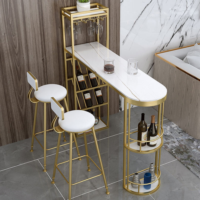 Glam Style 1/2/3 Pieces Bar Table Set Rectangle Bar Table with High Stools for Home