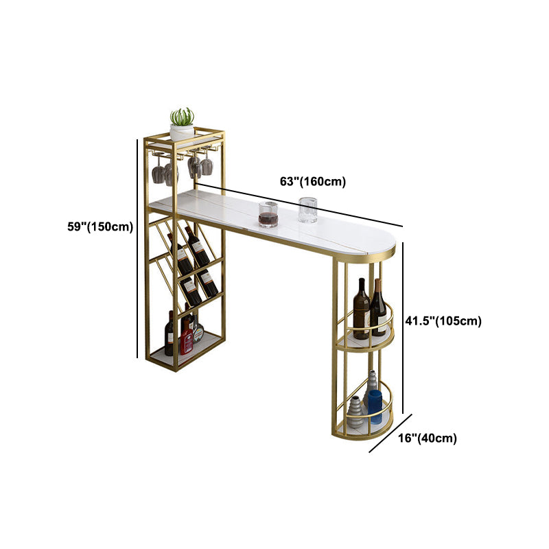 Glam Style 1/2/3 Pieces Bar Table Set Rectangle Bar Table with High Stools for Home