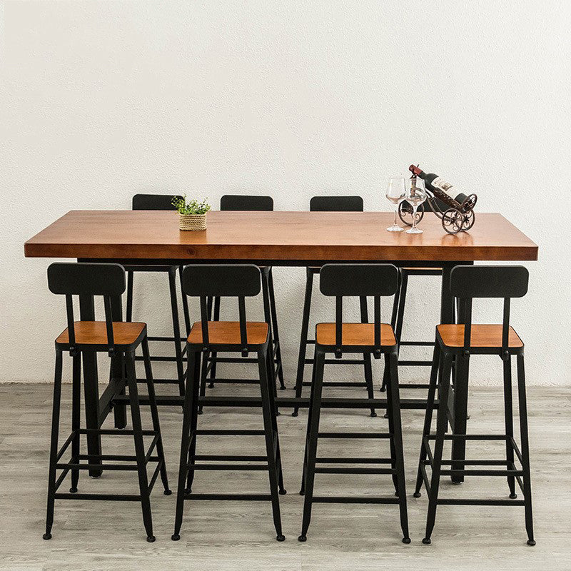 Industrial 1/2/9 Pieces Solid Wood Bar Table Set Rectangular Counter Set for Home Use