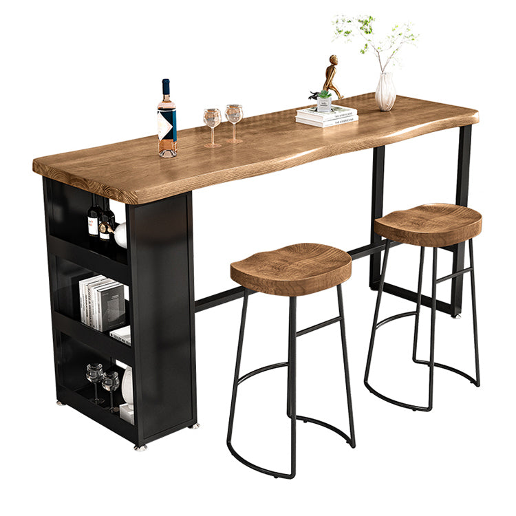 Contemporary Rectangular Bar Table Set 1/2/3 Pcs Solid Wood Bar Table and Stools