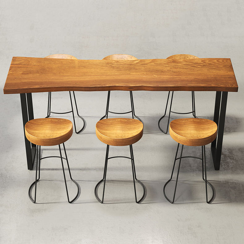 Modern 1/4/7 Pieces Bar Table Set Rectangle Pine Wood Counter Table with Stools for Cafe
