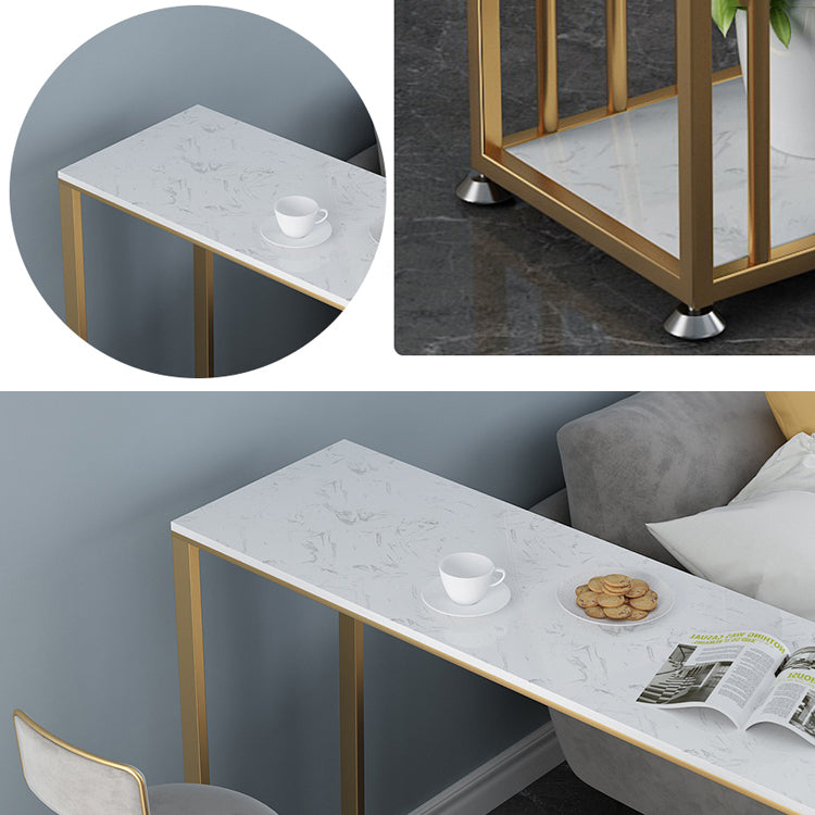 1/3 Pieces Luxurious Rectangular Bar Table Set Artificial Marble Top Bistro Table Set