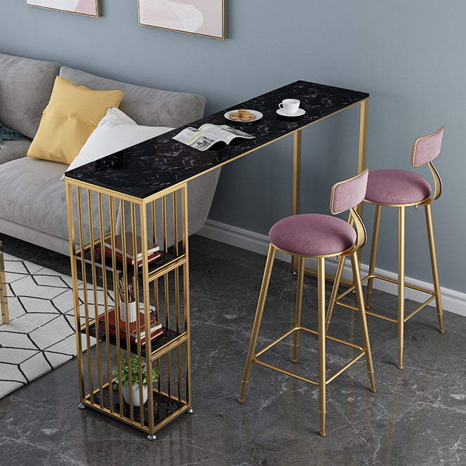 1/3 Pieces Luxurious Rectangular Bar Table Set Artificial Marble Top Bistro Table Set