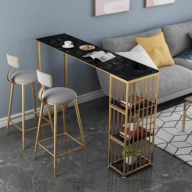 1/3 Pieces Luxurious Rectangular Bar Table Set Artificial Marble Top Bistro Table Set