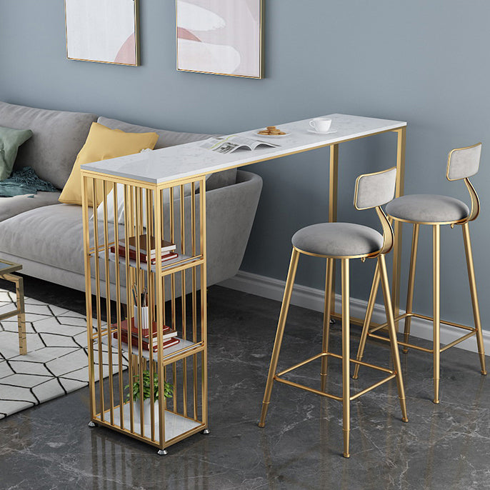 1/3 Pieces Luxurious Rectangular Bar Table Set Artificial Marble Top Bistro Table Set