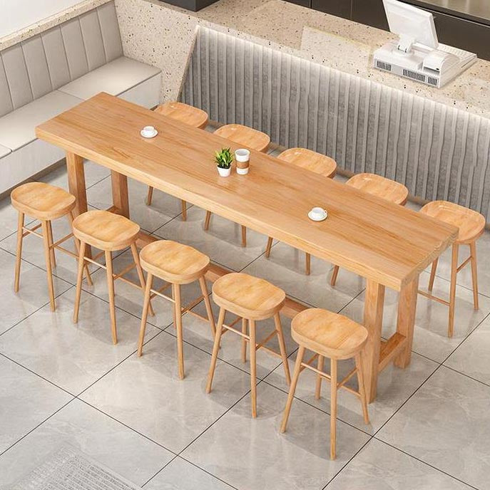 Rectangular Bar Table Set 1/6/11 Pcs Solid Wood Bar Table and Stools