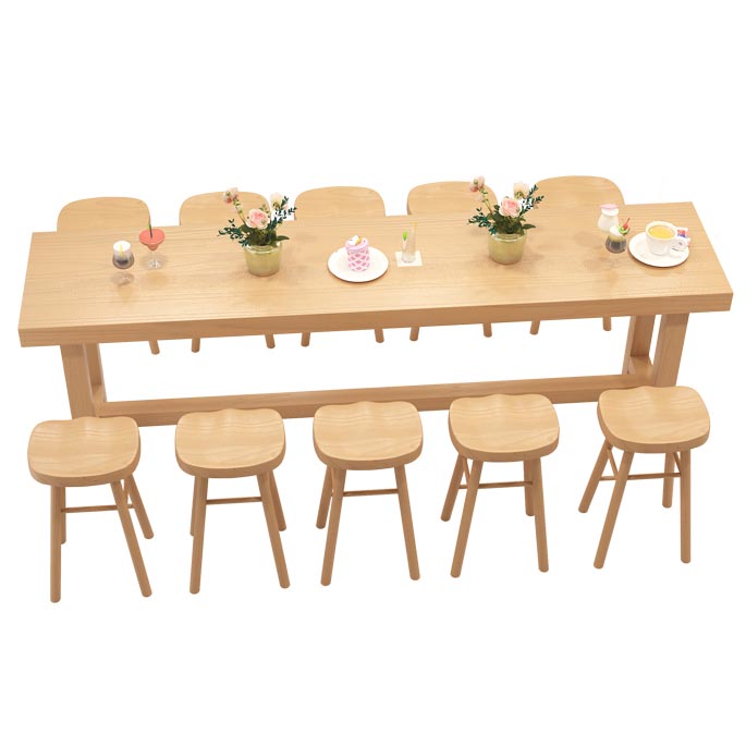 Rectangular Bar Table Set 1/6/11 Pcs Solid Wood Bar Table and Stools