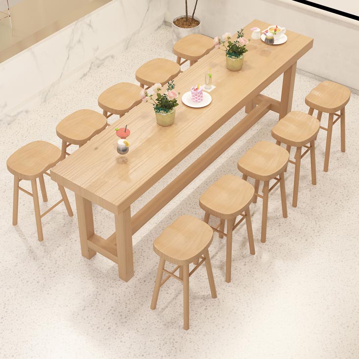 Rectangular Bar Table Set 1/6/11 Pcs Solid Wood Bar Table and Stools