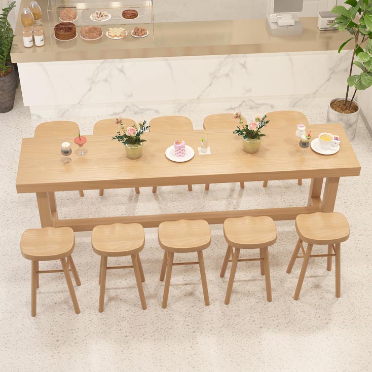 Rectangular Bar Table Set 1/6/11 Pcs Solid Wood Bar Table and Stools