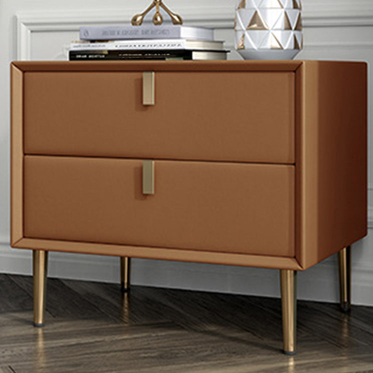 Solid Wood Bed Nightstand Glam Bedside Cabinet with 2-Drawer