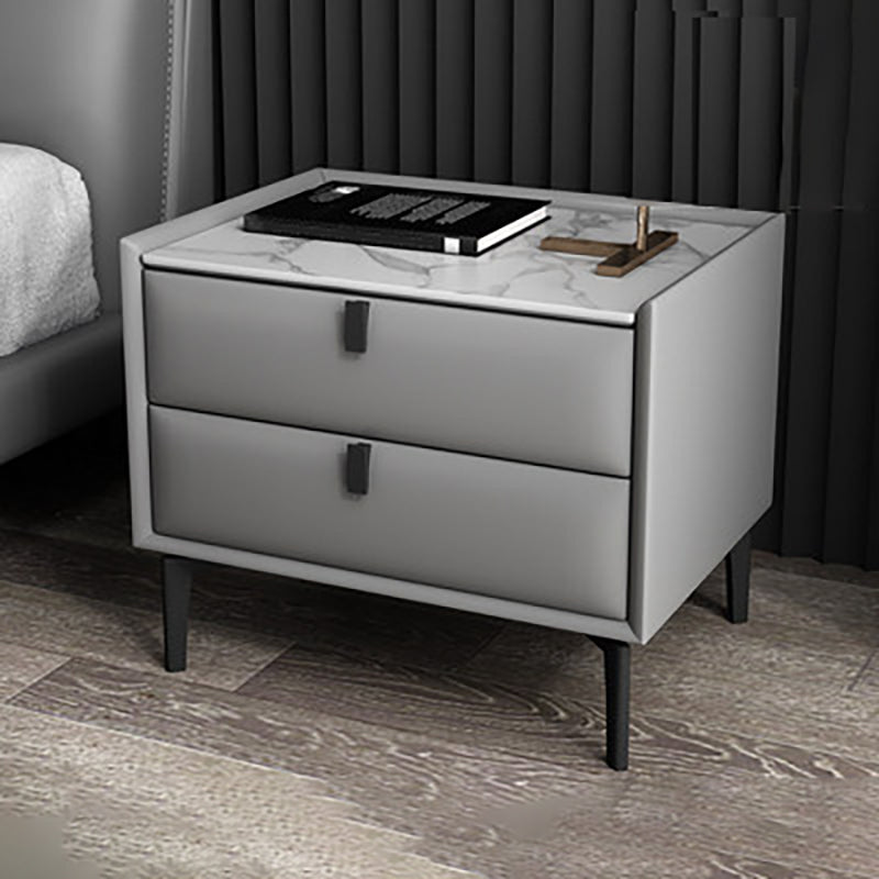 Solid Wood Bed Nightstand Glam Bedside Cabinet with 2-Drawer