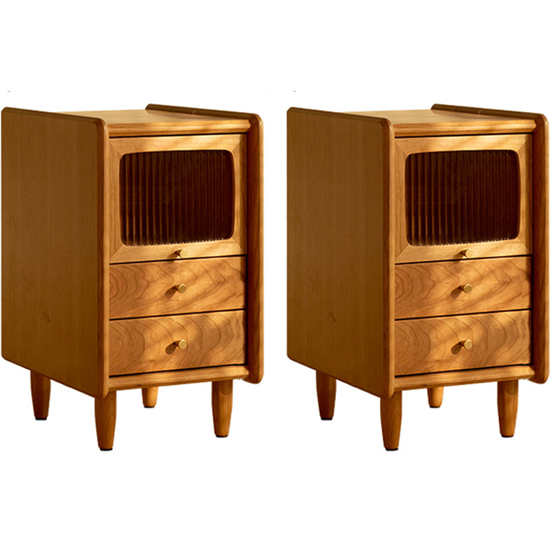 Modern Solid Wood Night Table 21" H Drawer Storage Bed Nightstand with Legs