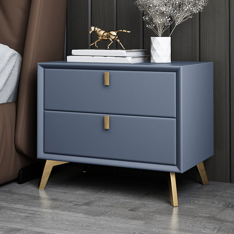 Solid Wood Accent Table Nightstand Glam Night Table with 2-Drawer