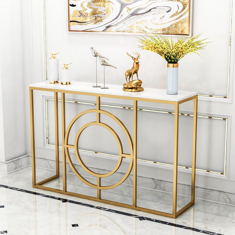 Modern Marble Console Sofa Table Rectangle Iron End Table for Hall