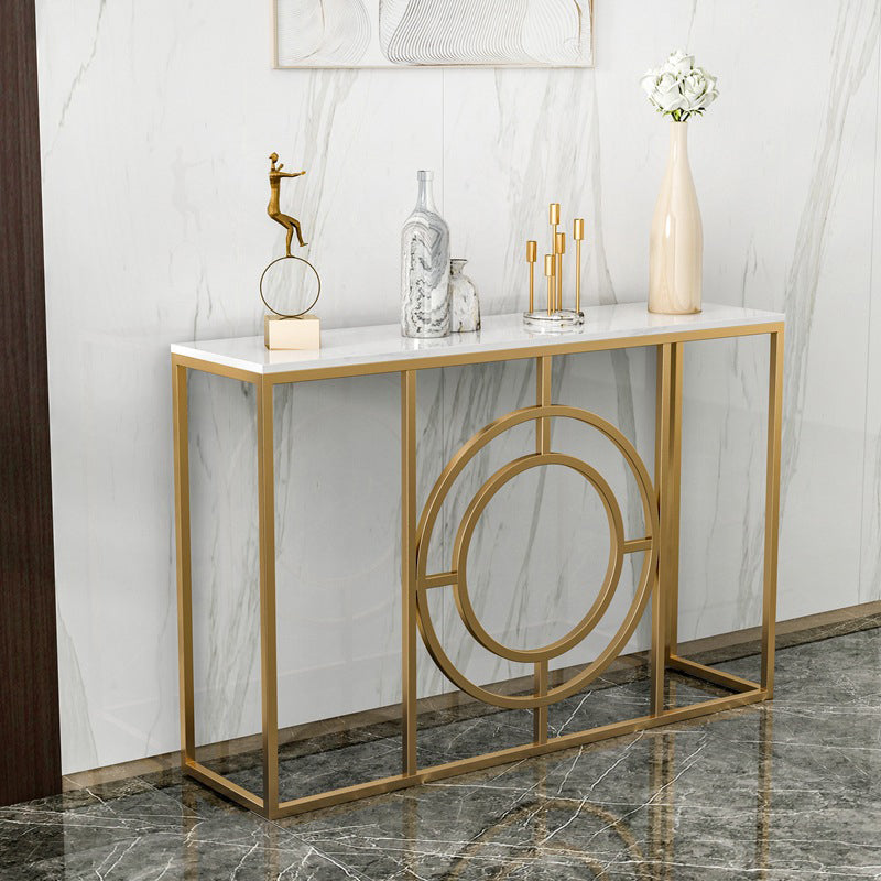 Modern Marble Console Sofa Table Rectangle Iron End Table for Hall