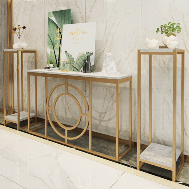 Modern Marble Console Sofa Table Rectangle Iron End Table for Hall