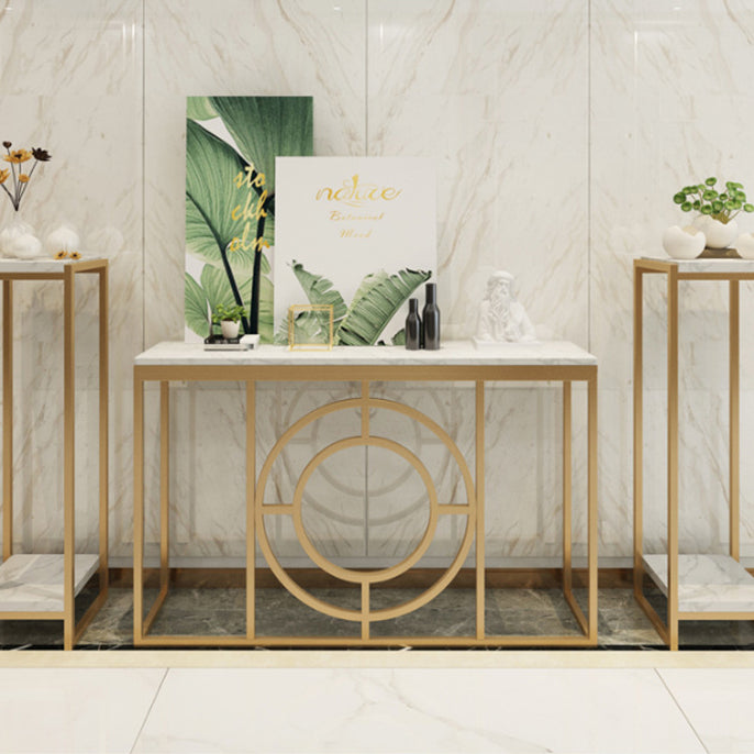 Modern Marble Console Sofa Table Rectangle Iron End Table for Hall