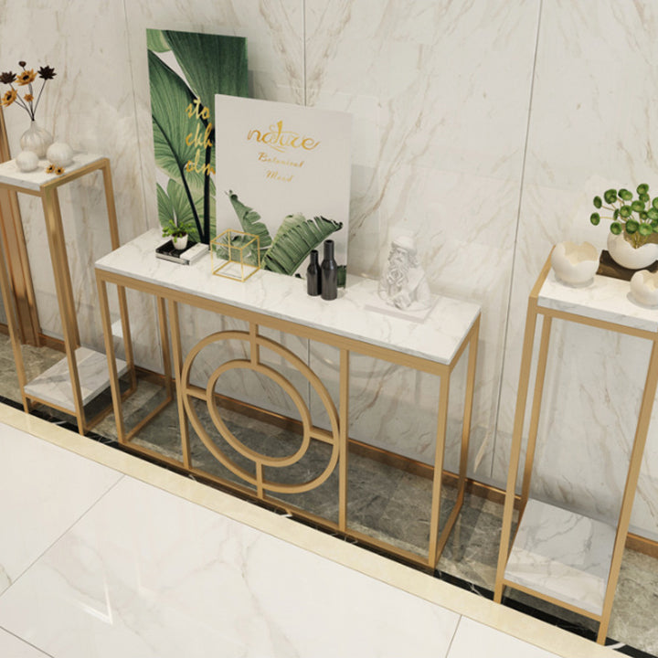 Modern Marble Console Sofa Table Rectangle Iron End Table for Hall